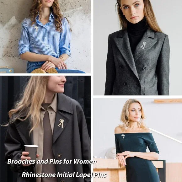 Brooches and Pins for Women Initial Brooch Pin Bag Charms Rhinestone Brooches fo - Picture 3 of 8